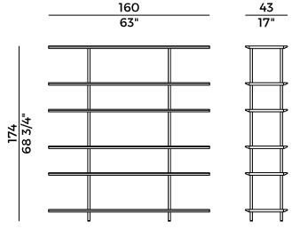 Arial Potocco Bookcase sizes