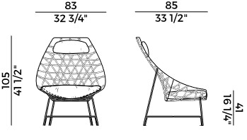 fauteuil lounge Cut Potocco dimensions