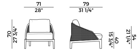 fauteuil lounge Grace Potocco dimensions