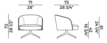 Lèna Potocco Swivel Lounge Armchair sizes