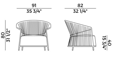 Ola Potocco Lounge Armchair sizes