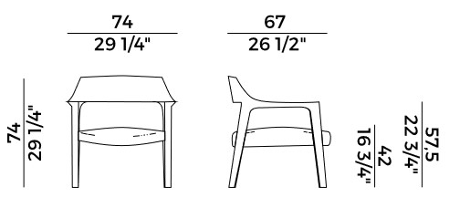 fauteuil Lounge Scheggia Potocco dimensions