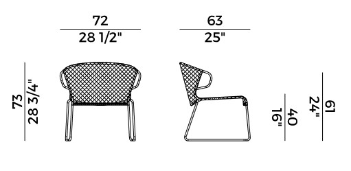 fauteuil lounge Vela Potocco dimensions