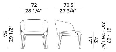 Velis Potocco Low Back Lounge Armchair sizes