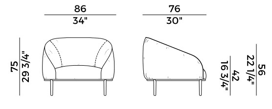 Yoisho Potocco Lounge Armchair sizes
