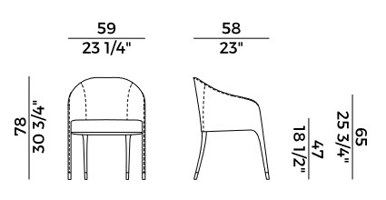 Poltroncina Miura Potocco Imbottita dimensioni