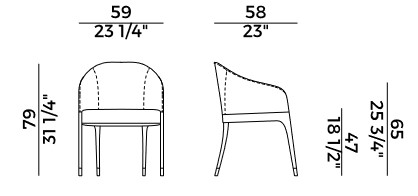 Miura Potocco Armchair sizes