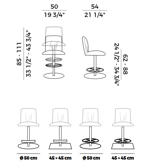 tabouret Blossom Potocco dimensions