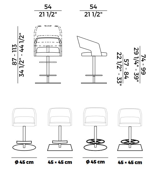 Jolly Potocco swivel stool sizes