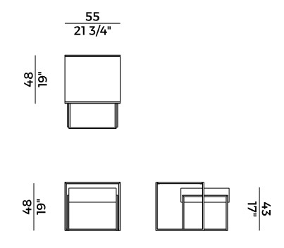 Set 2 tables basses Pocket Potocco dimensions