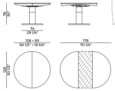 Diva Potocco extendable table sizes