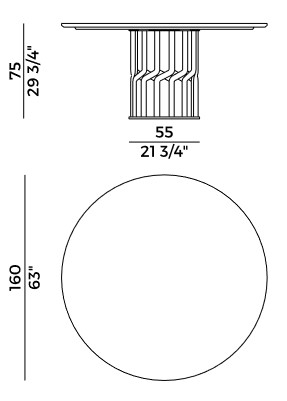table Intreccio Potocco dimensions