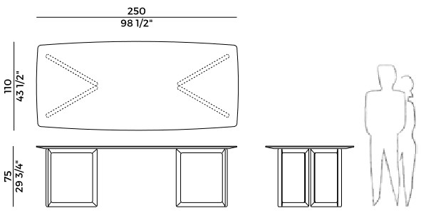 Tavolo Opus Potocco quadrato dimensioni