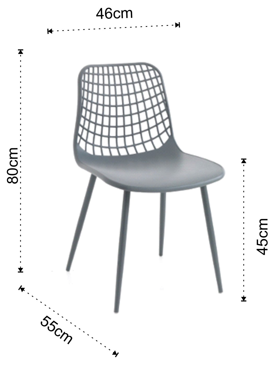 Dimensiones de la silla Nairobi de Tomasucci