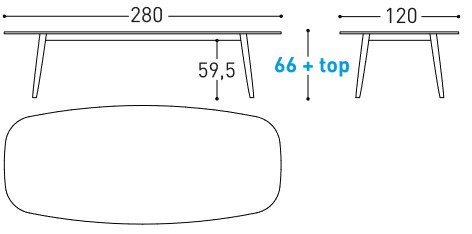 Tavolo Ellisse Varaschin dimensioni