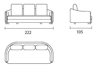 bonnie222-sofa-lineal-bontempi-Dimensiones