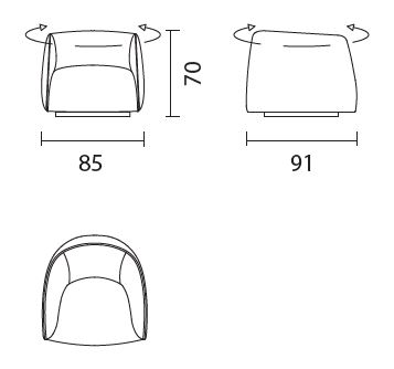 Kodi-fauteuil-pivotant-Bontempi-dimensions