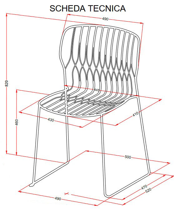 Freak Bontempi Casa Outdoor Pointed Base Chair sizes