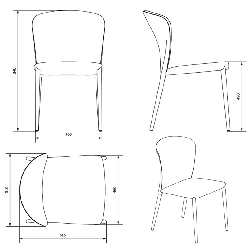 Grace Bontempi Casa Upholstered Chair sizes