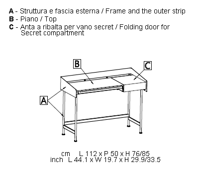 secret bontempi casa desk dimensions