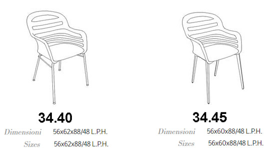Suri chaise bontempi casa dimensions:
