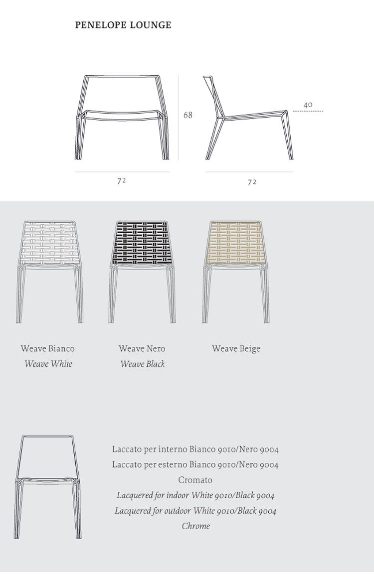 Sedia Penelope Weave Lounge Casprini misure e dimensioni