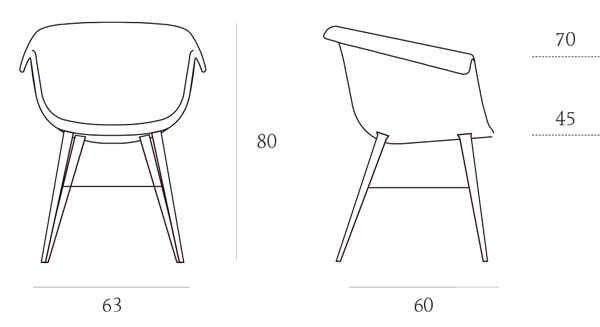 Chaise Collier Wood Casprini mesures et dimensions