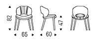 Dimensions of the Miranda Wood Chair by Cattelan Italia