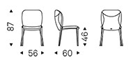 Dimensions of the Nancy ML Chair by Cattelan Italia