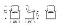 Dimensions de la chaise Rachel Cantilever Cattelan Italia