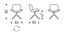 Dimensions of the Rachel Turn Chair by Cattelan Italia
