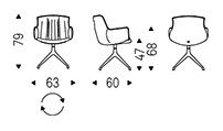 Dimensions du fauteuil Rhonda Turn Cattelan Italia