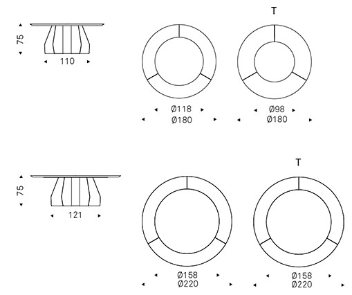 Tavolo Senator Ker-Wood Round Cattelan Italia dimensioni