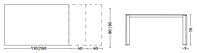 Dimensions de la table extensible Level Colico