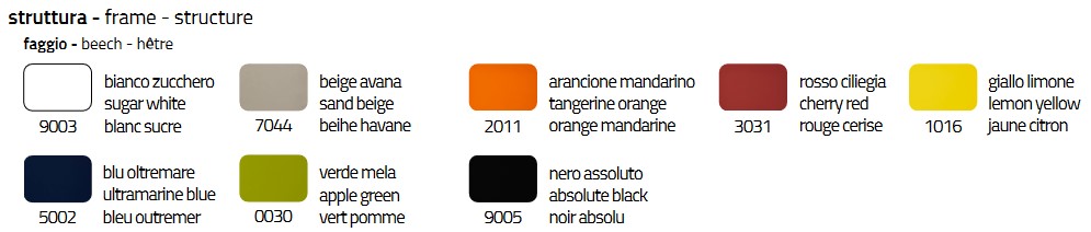 Available colors for the Brera Colico Chair