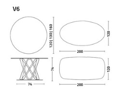 Dimensiones de la mesa Colico V6