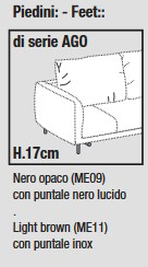 Pies del sofá Avenue Luxury de Ditre Italia, lineal, de dos y tres plazas