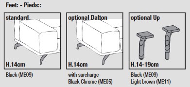 Dimensions of Dalton Sofa Ditre Italia 2 and 3 Seater Linear