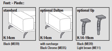 Abmessungen des Sofas Dalton Ditre Italia 2 und 3 Sitzer linear