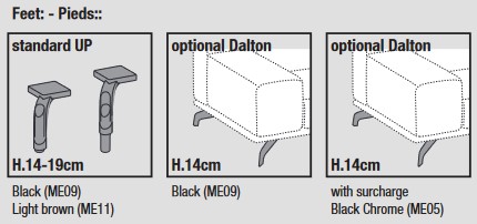 Dimensions du Canapé Dalton Low Ditre Italia 2 et 3 places linéaires