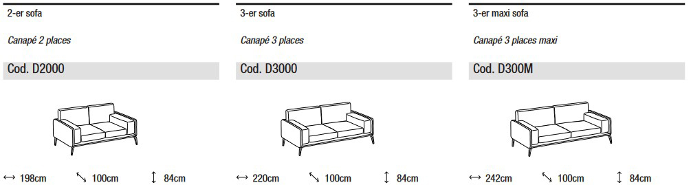 Divano Kris Ditre Italia 2 e 3 posti lineare dimensioni