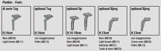 Füße des Sofas Ditre Italia Krisby Mix Low mit 2 und 3 Sitzplätzen