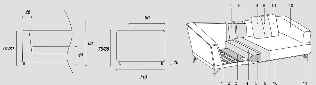 Merkmale des Sofas Lennox Soft von Ditre Italia 2 und 3-Sitzer Linear