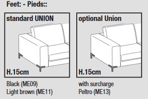 Divano Union Ditre Italia 2 e 3 posti lineare piedini