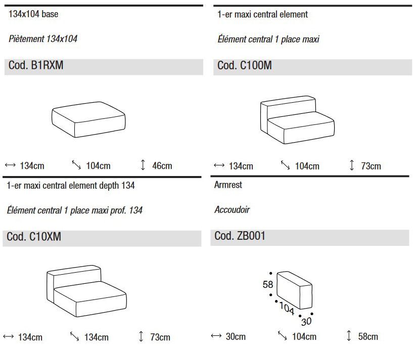 Crossline Ditre Italia Modular Sofa Dimensions