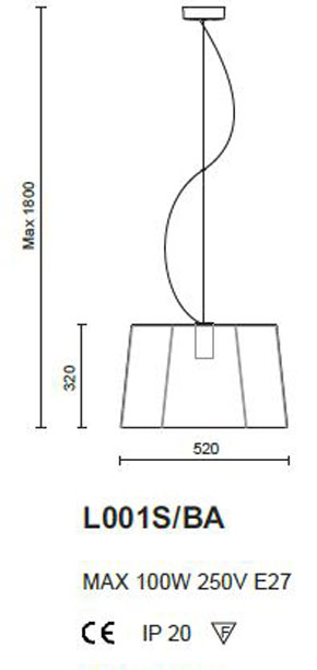 Lampada L001S/BA Pedrali dimensioni e misure