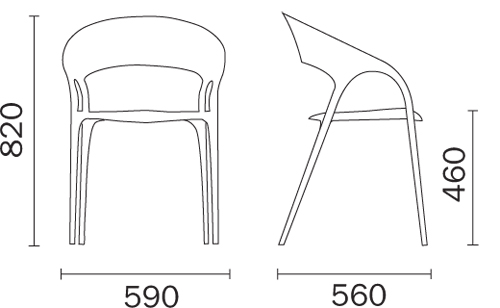 Chair Gossip Pedrali dimensions