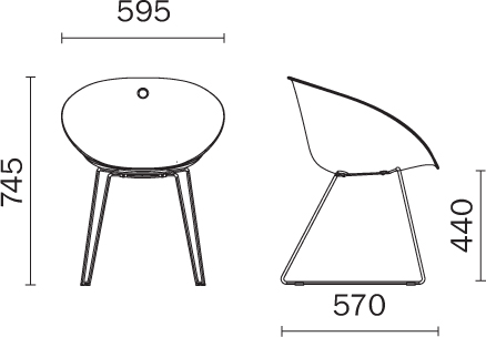 Transparent chair Gliss Pedrali dimensions