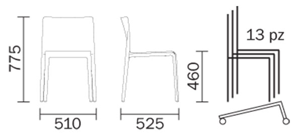 Volt chair Pedrali dimensions