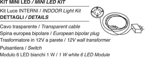 Vaso Rebelot Mini Plust illuminabile kit luce